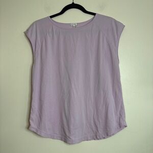 Alex Mill Womens Lavender Purple 100% Cotton Cap Sleeve Curved Hem Tee Shirt M